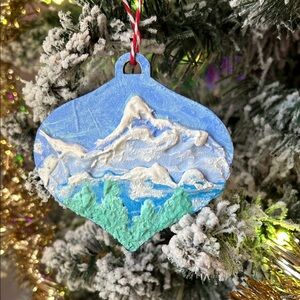 Hand painted Mountain Ornament